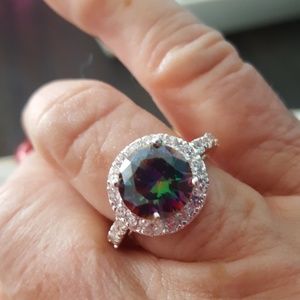 Silver and Mystic topaz ring size 7